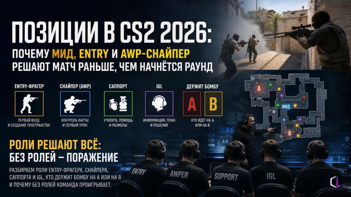 Позиции в CS2 2026: почему мид, entry и AWP-снайпер решают матч раньше, чем начнётся раунд